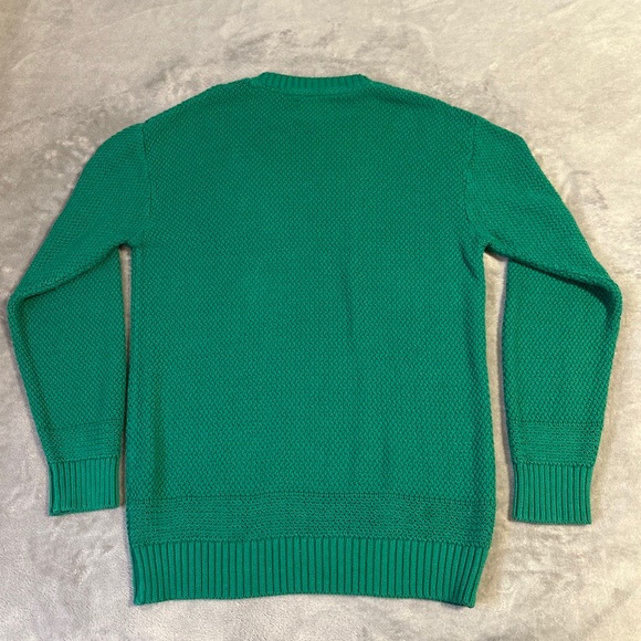 Hilfiger Denim Knit Sweater Green XL Preppy Y2K Logo Baggy Pullover Collegiate - Picture 5 of 8
